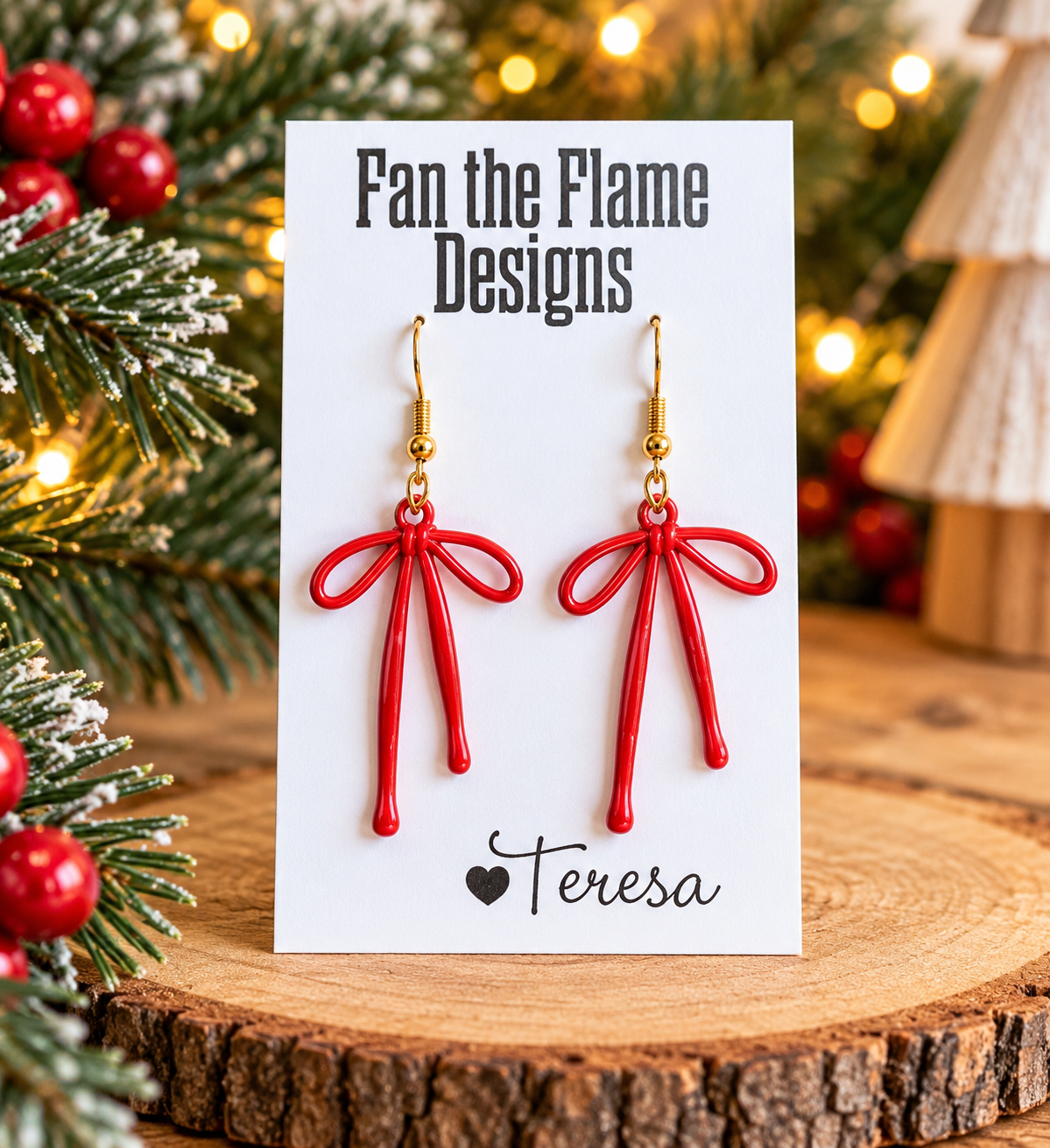 Red Bows Dangle Earrings