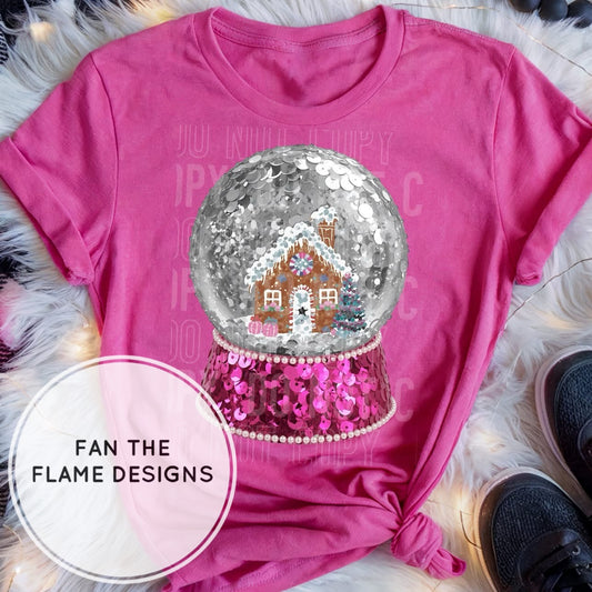Snow globe pink and silver - Sequins Short/Long/Sweatshirt
