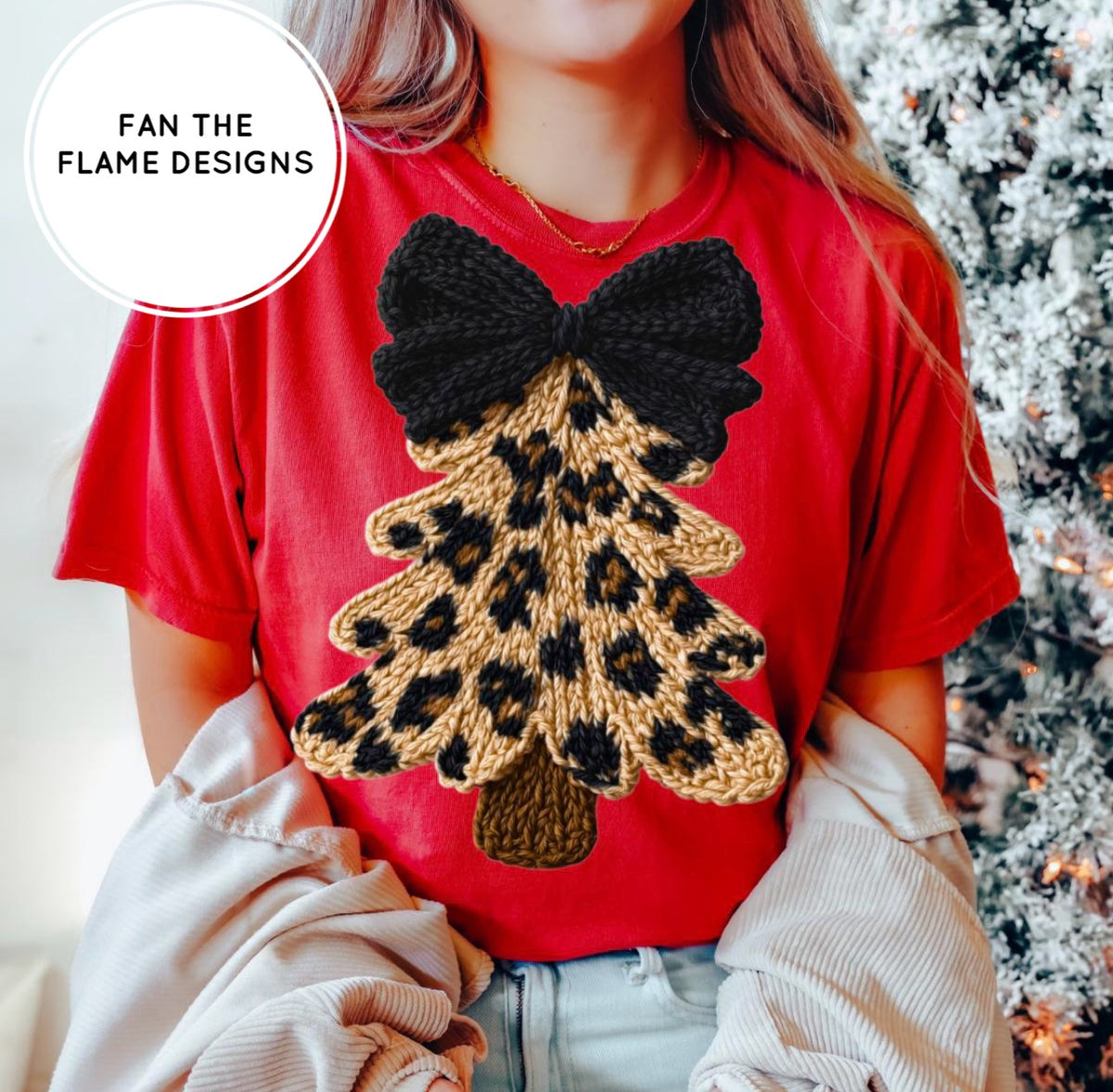 Faux Yarn Leopard Christmas Tree Short/Long/Sweatshirt