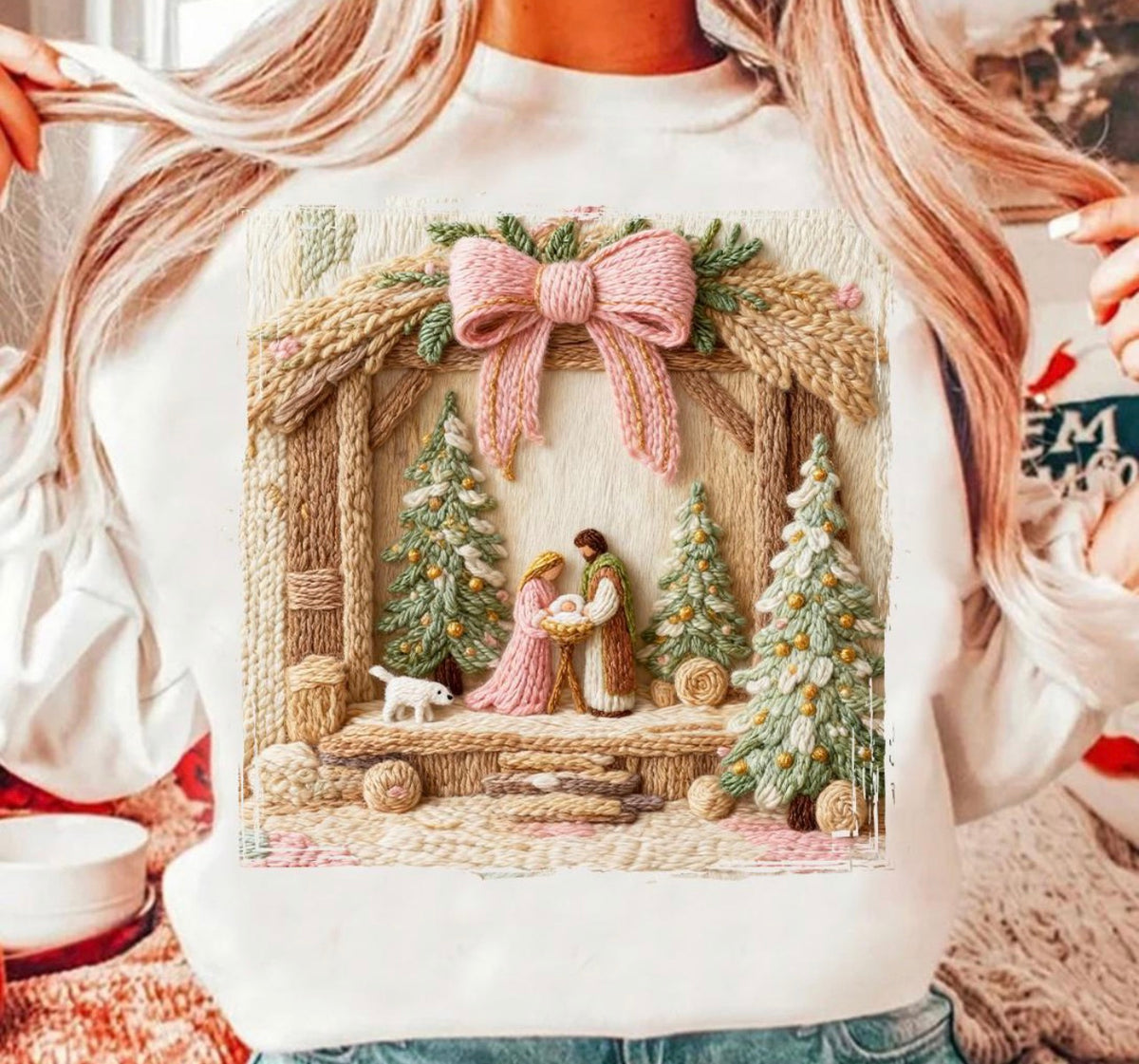 Faux Yarn Nativity Scene Short/Long/Sweatshirt