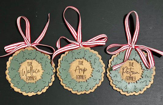 Personalized Family Wreath Ornament