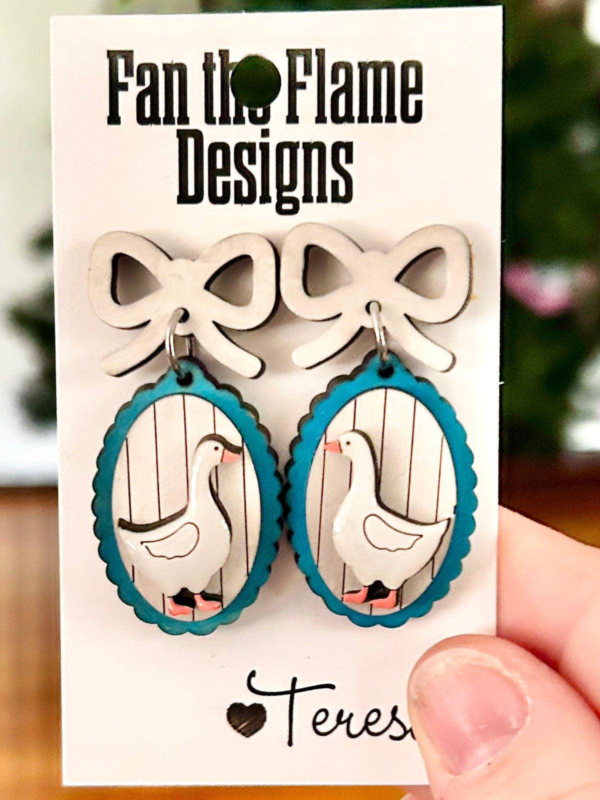 Bows & Geese Handmade Dangle Earrings