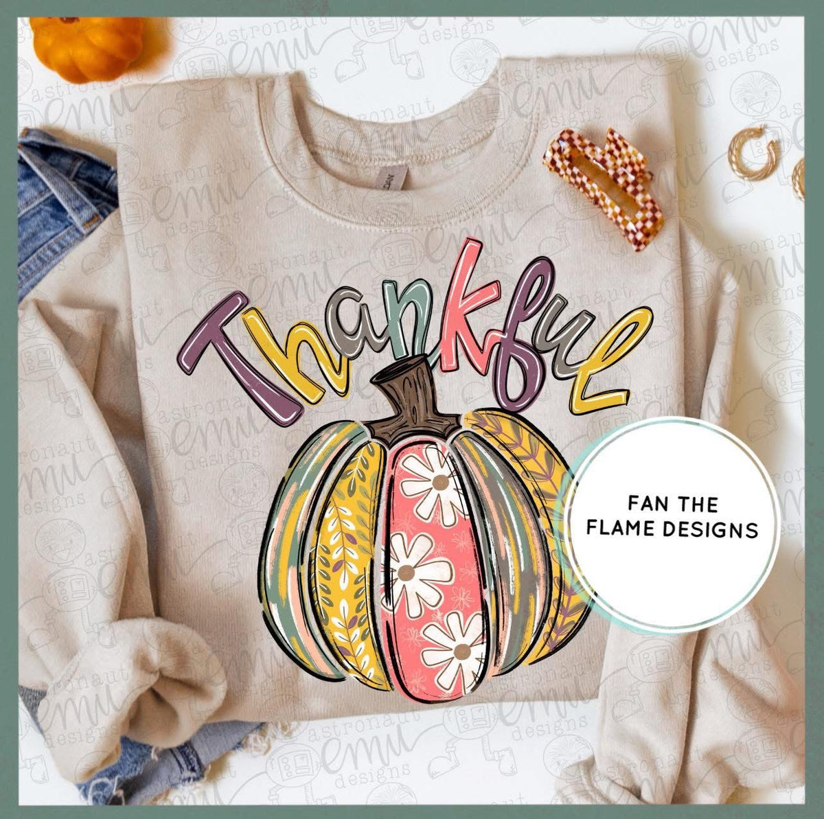 Colorful Thankful Pumpkin Tee/Sweatshirt