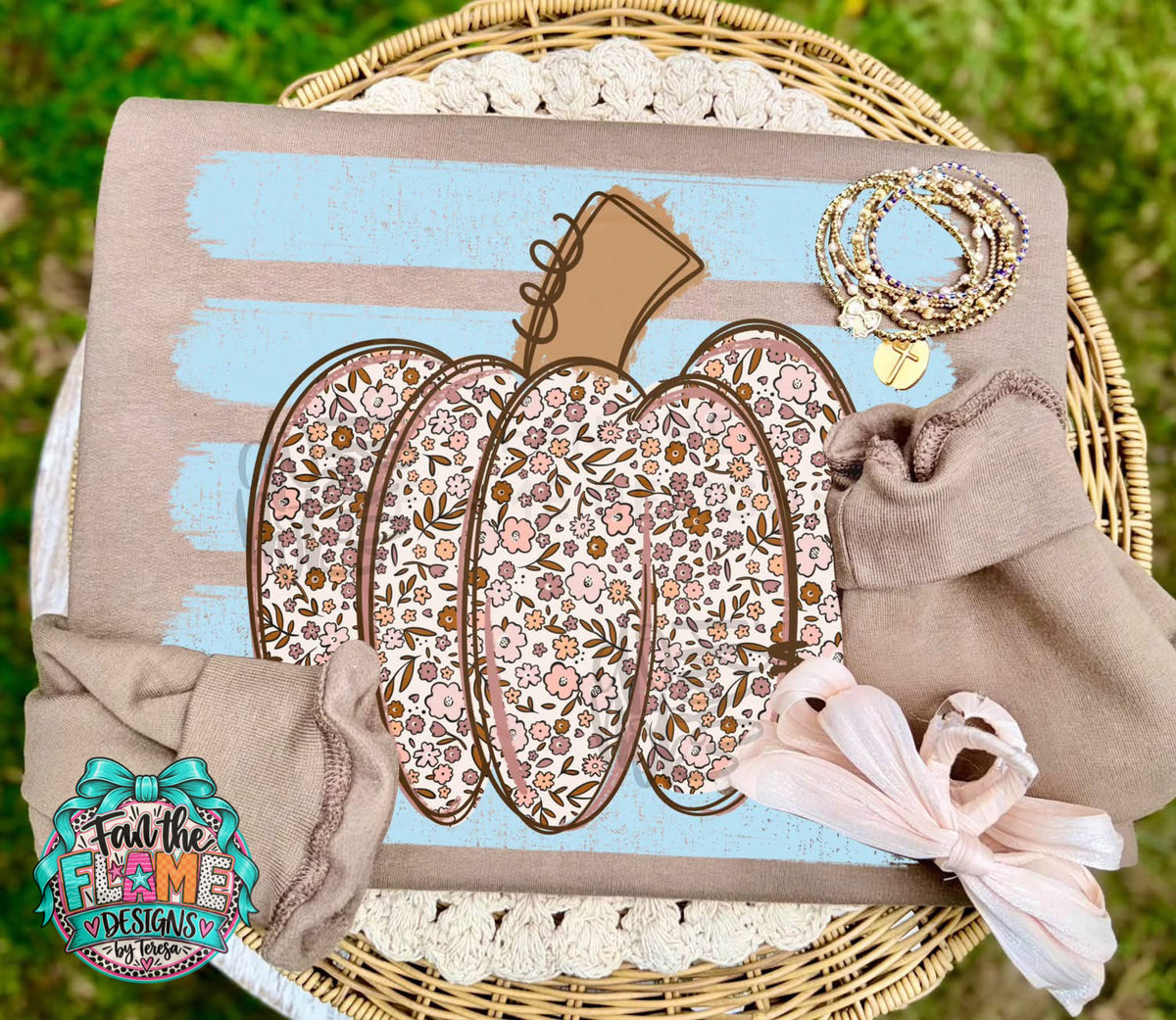 Floral Striped Pumpkin