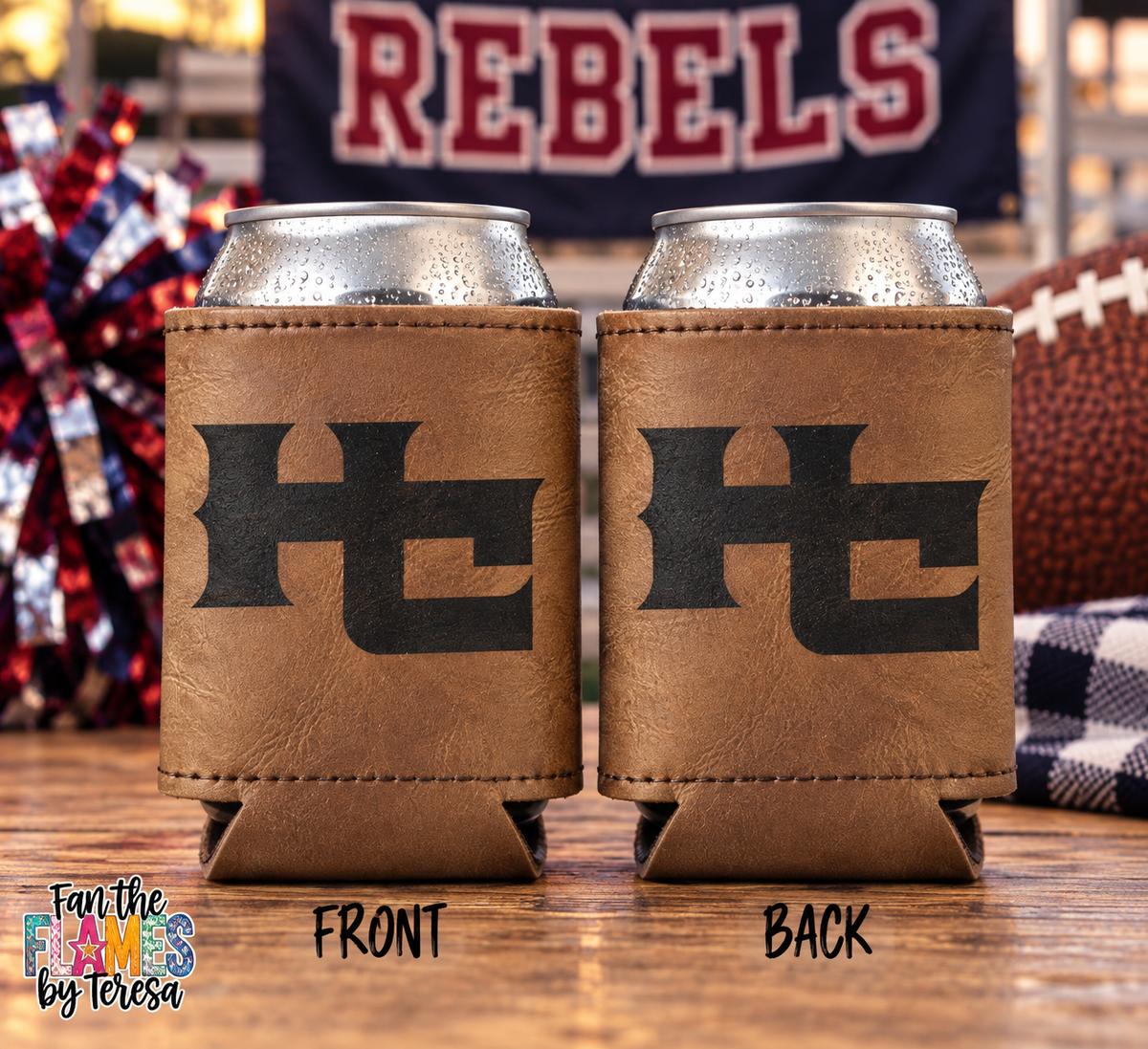 Engraved HC Leather Can Coozie
