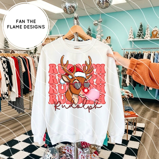 Retro Rudolph Bubblegum Tee/Sweatshirt