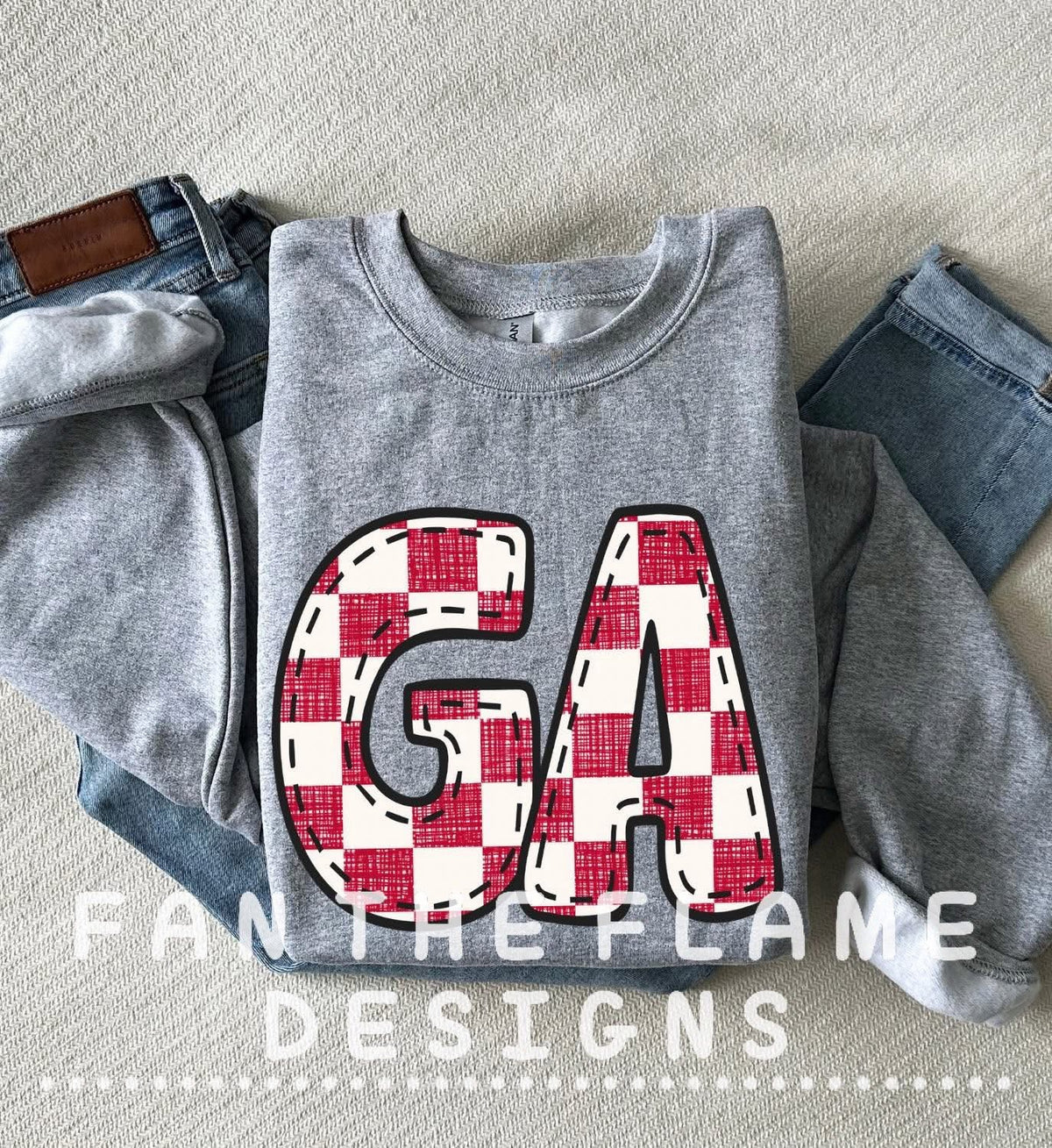 Team Bubble Stitch Distressed Checkered tee/tank