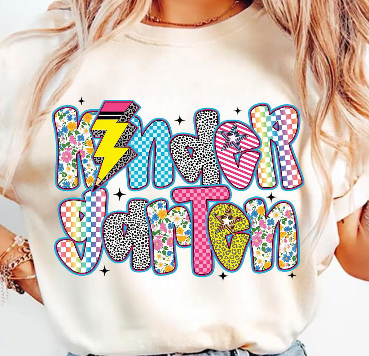 Patterned Lightning BOLT Kindergarten tee/sweatshirt