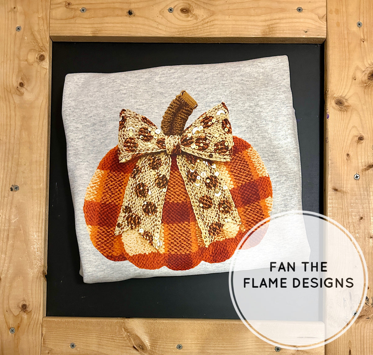 Fall Plaid Pumpkin Bow faux yarn sequins Tee/Sweatshirt