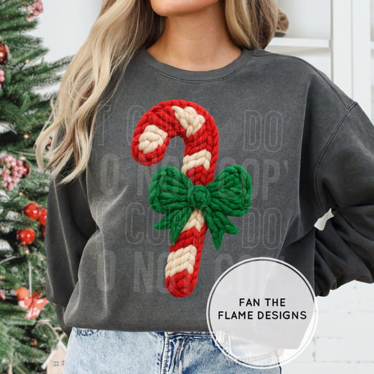 Faux Yarn Candy Cane Short/Long/Sweatshirt