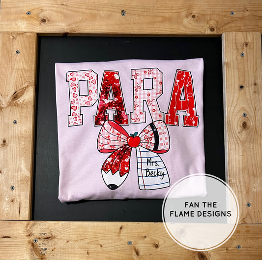 Personalized School Valentine Bow Short/Long/Sweatshirt