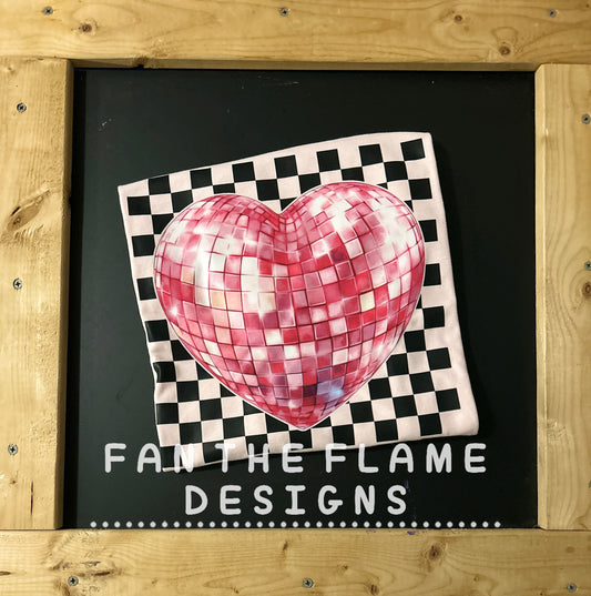Valentine's Day Disco Ball Heart Checkered tee/sweatshirt