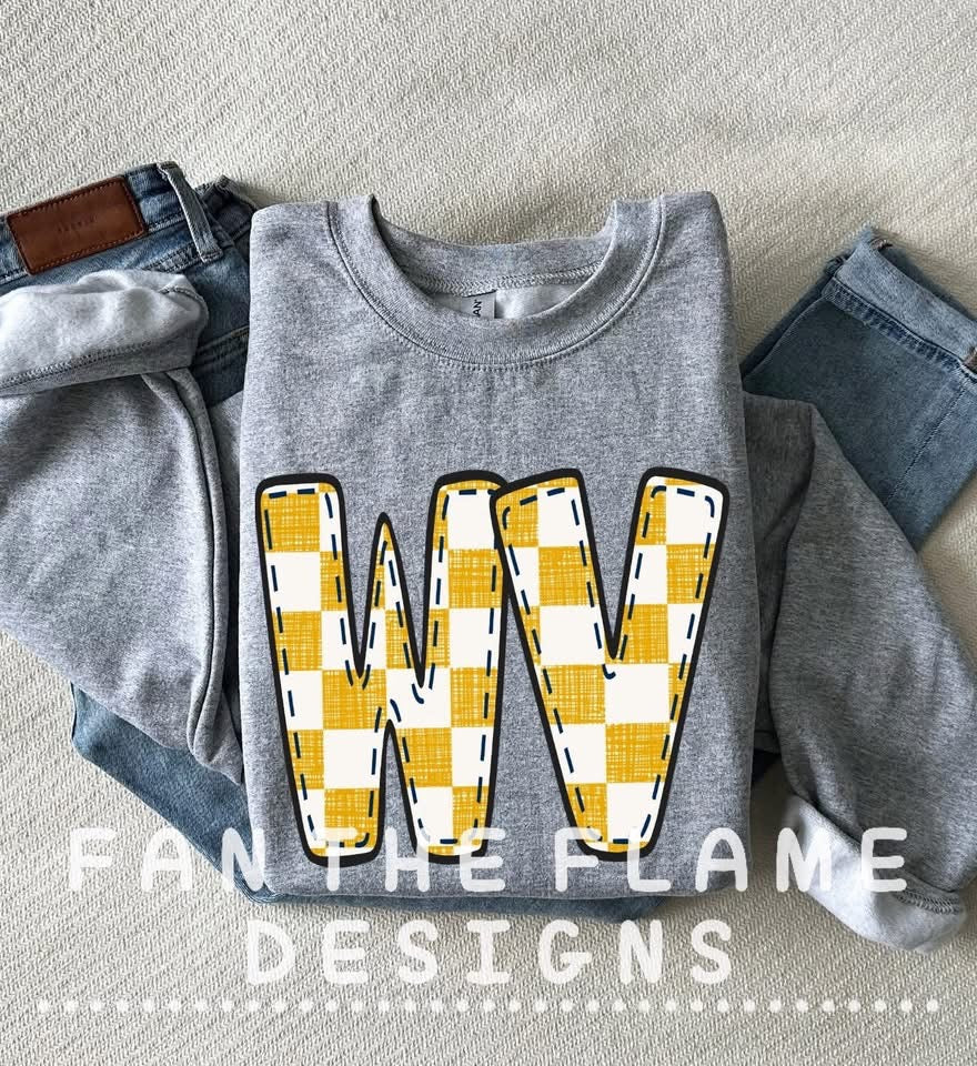 Team Bubble Stitch Distressed Checkered tee/tank