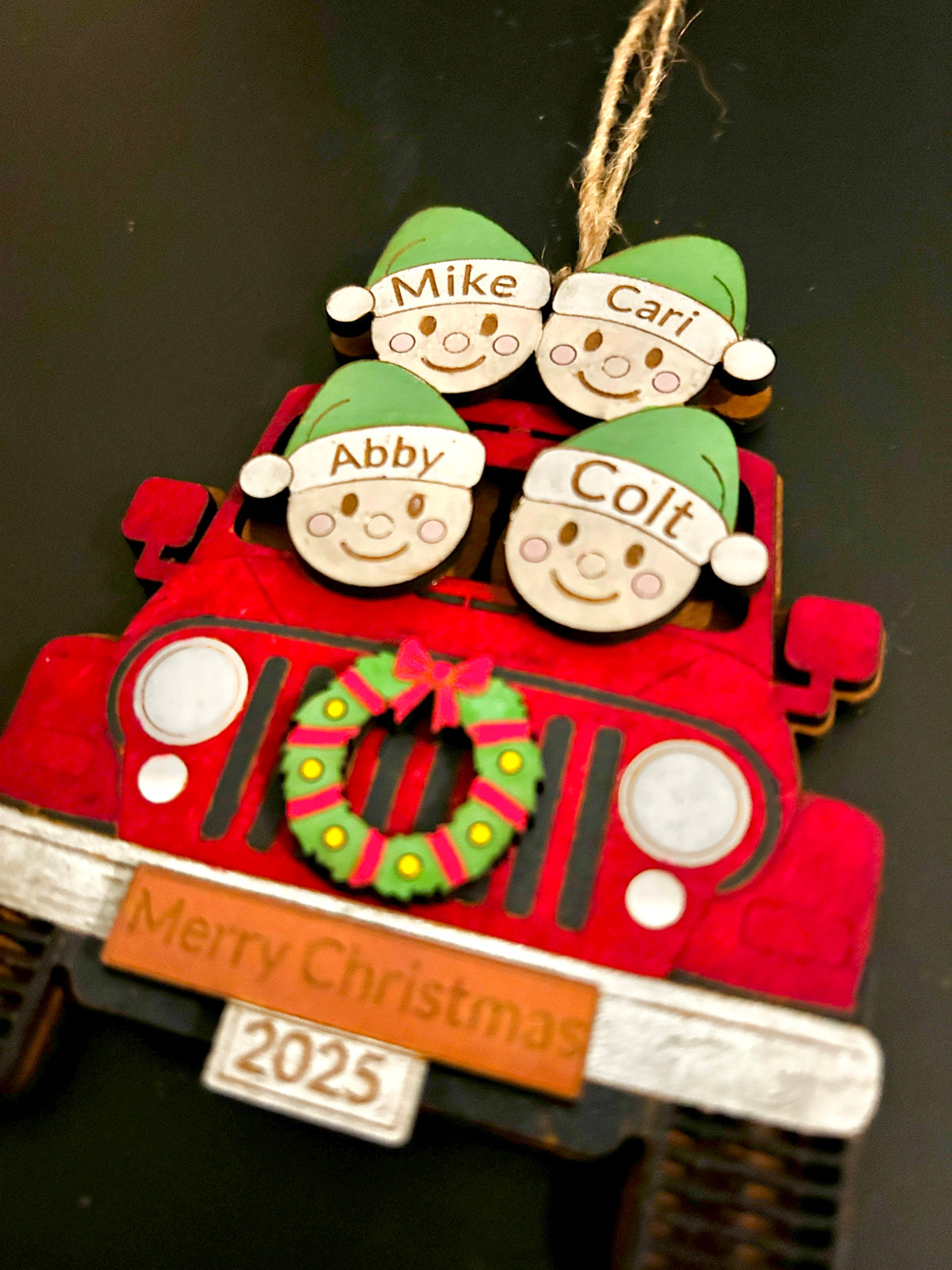 Personalized Family Jeep Christmas Ornament