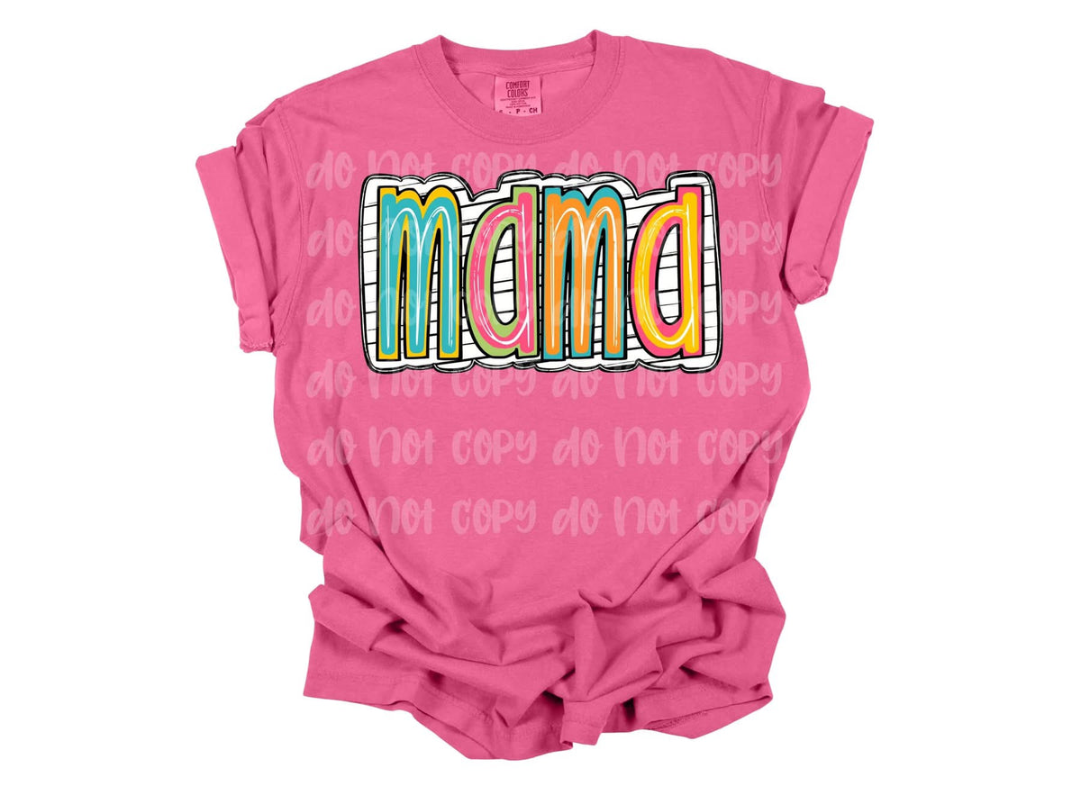Colorful Scribble Striped Mama tee/sweatshirt