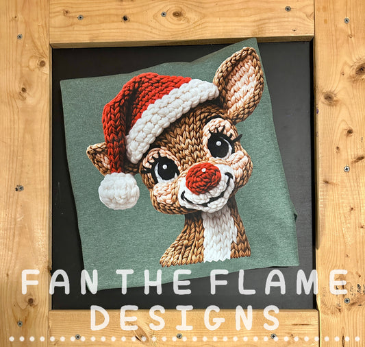 Christmas Reindeer Crochet Tee/Sweatshirt