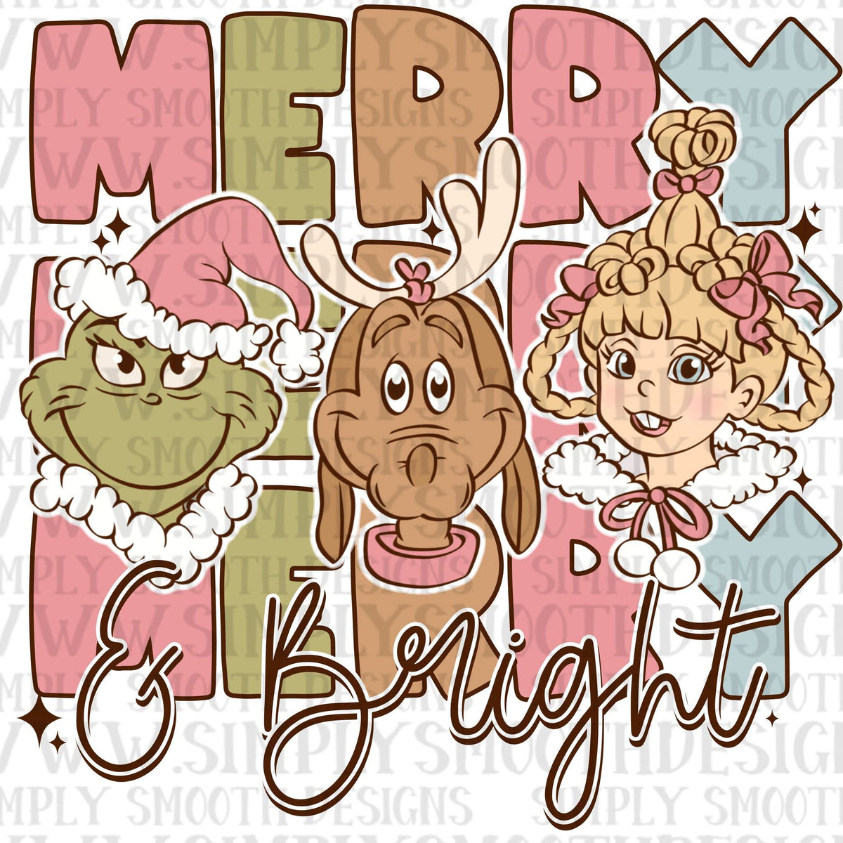 Stacked Merry & Bright Characters Short/Long/Sweatshirt