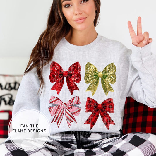 Christmas bow collage - Sequins Short/Long/Sweatshirt