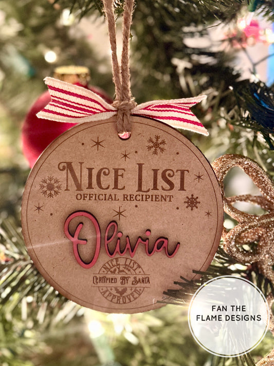 Personalized Nice List Recipient Ornament