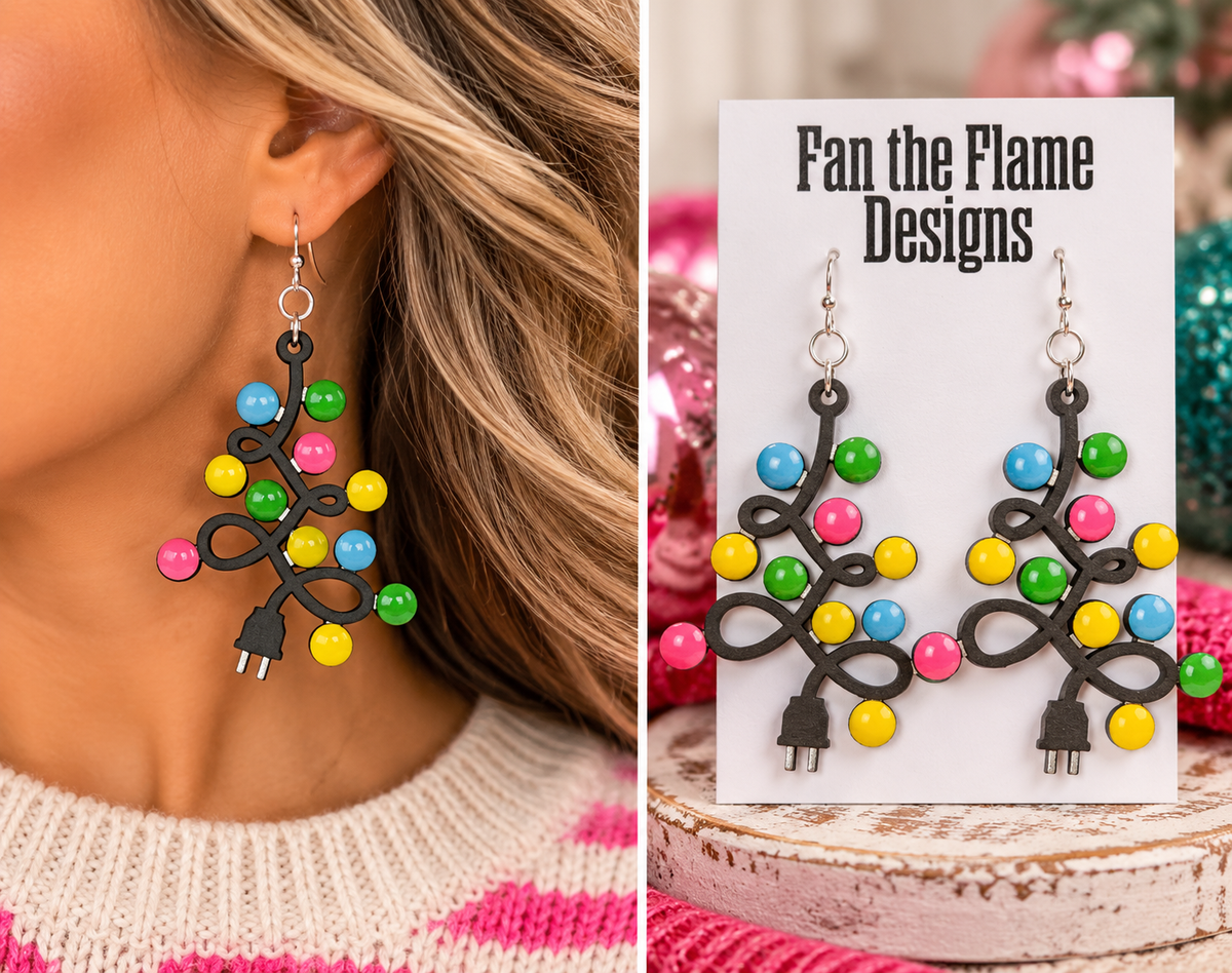Christmas Tree Lights Handmade Dangle Earrings