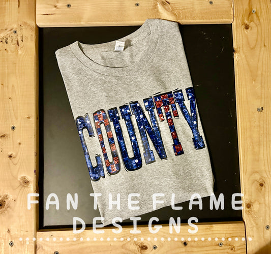 Checkered Glitter County Mascot tee/sweatshirt