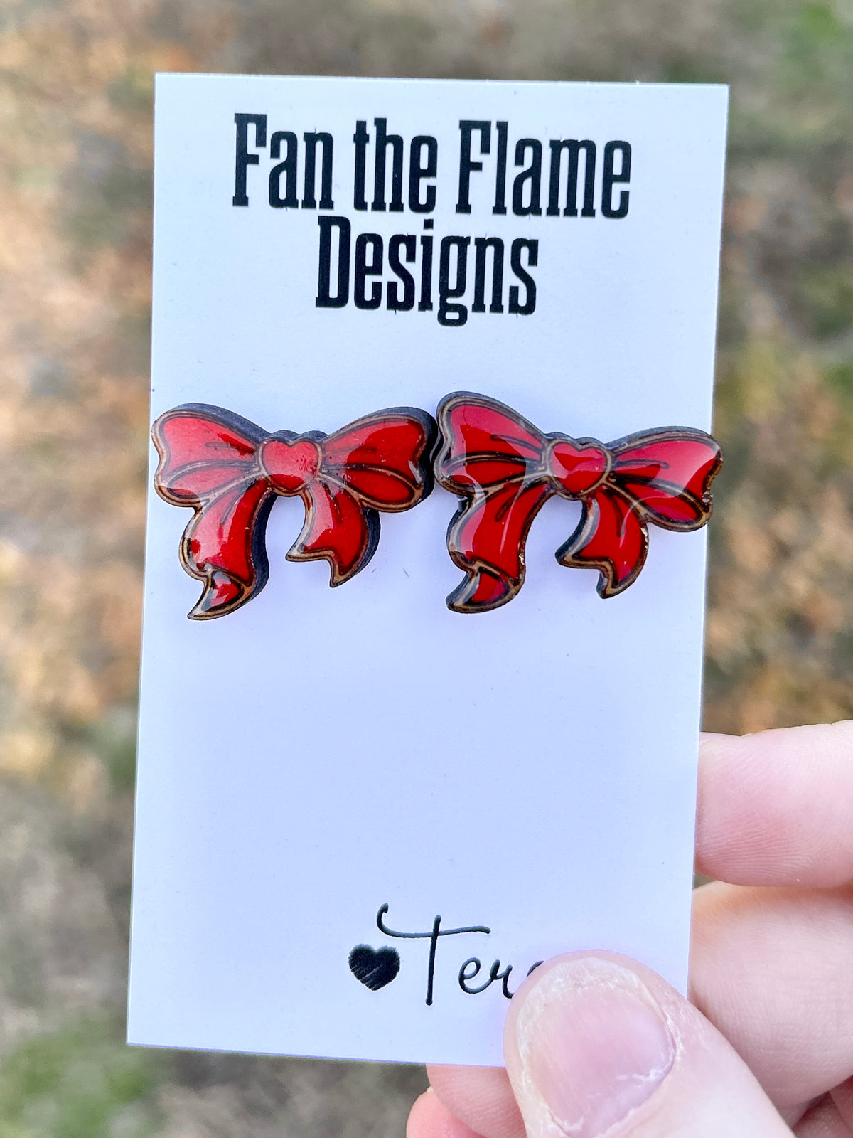 Heart Bow Stud Earrings