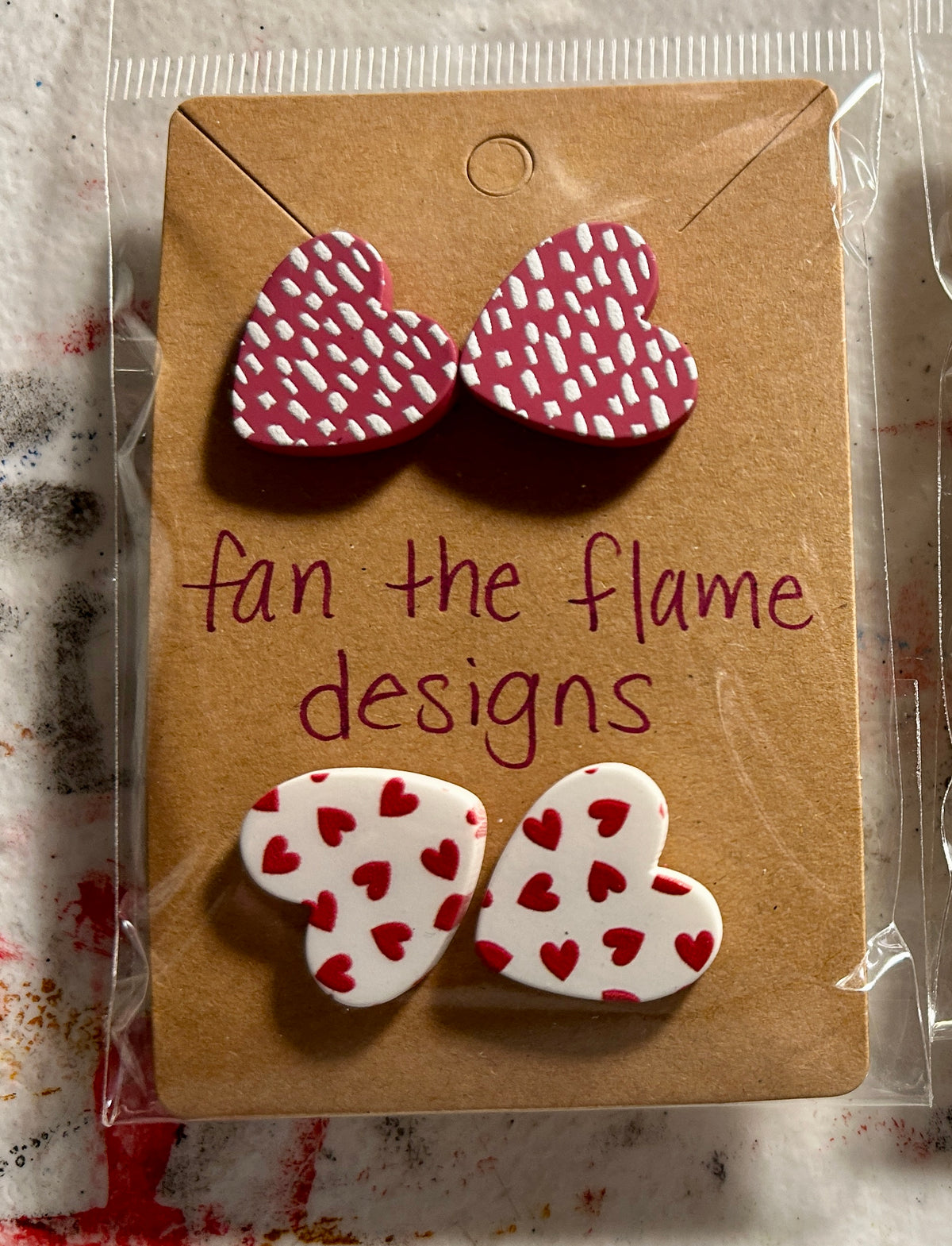Handmade Heart Stud Duo Earrings