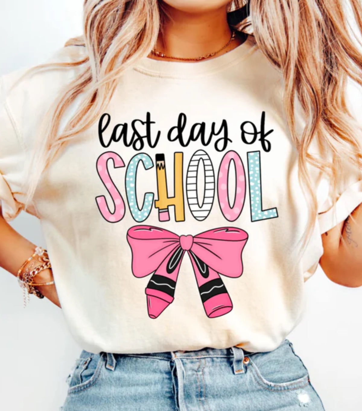 last day of school bow tee/sweatshirt