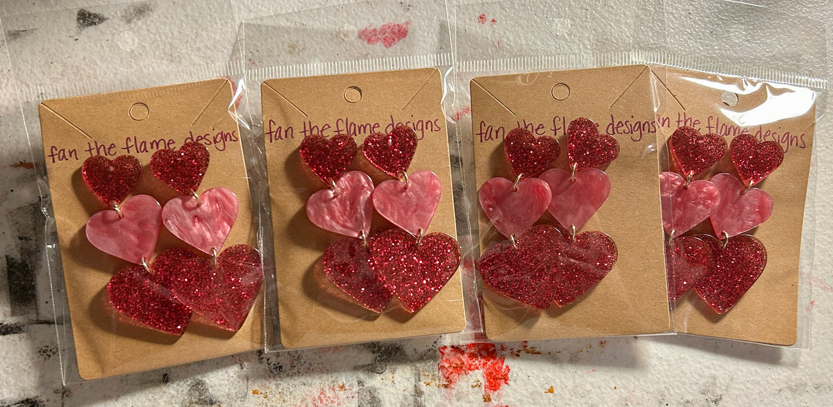 Acrylic Heart Dangle Earrings