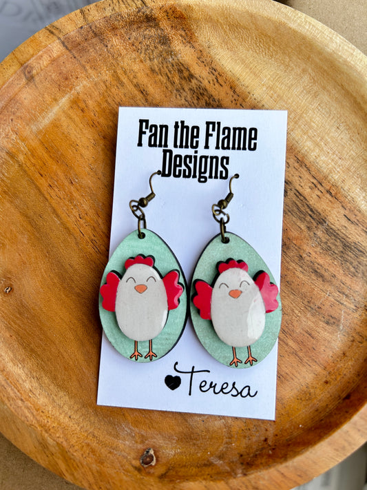 Handmade Distressed Chicks dangle earring