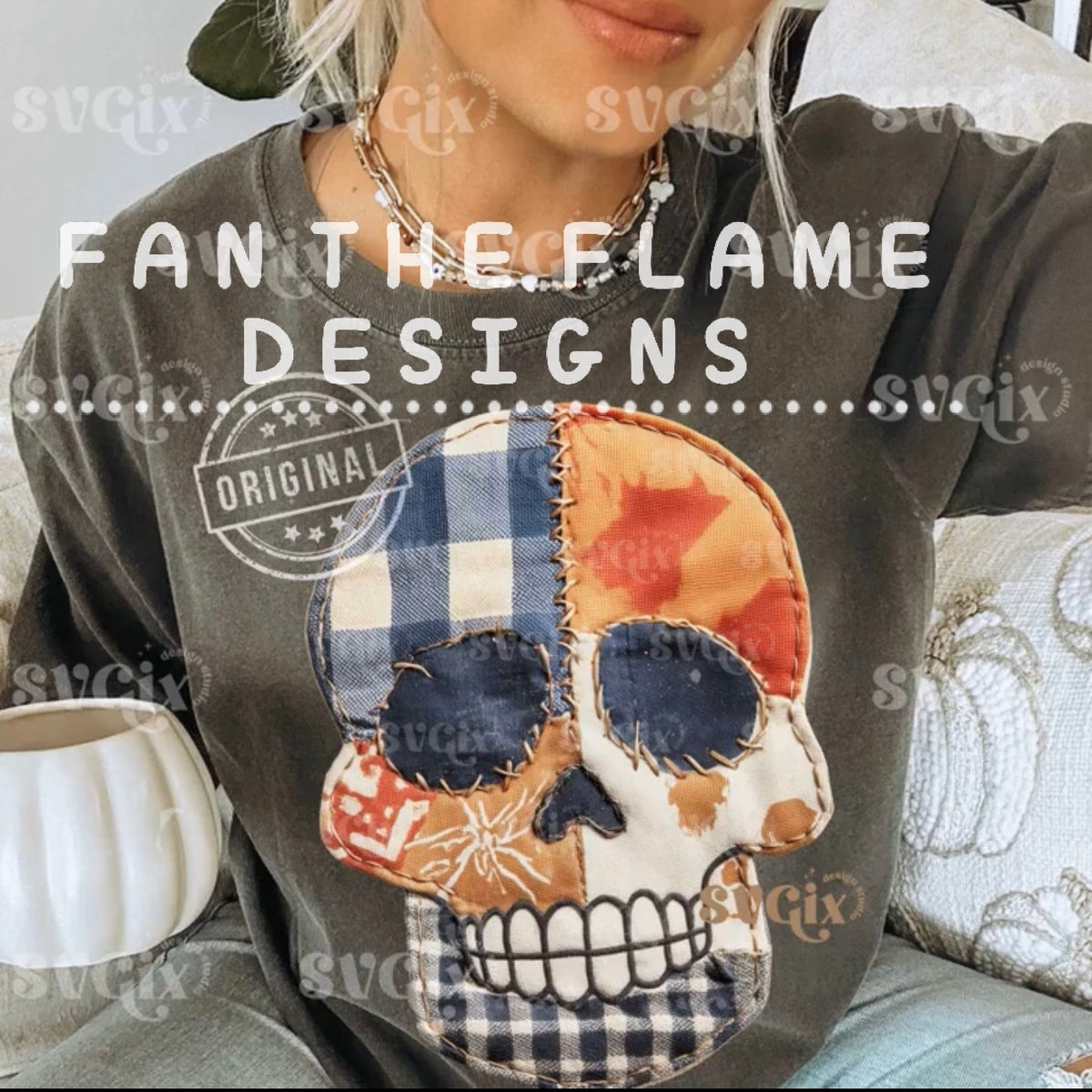 Patchwork Skull Tee/Sweatshirt