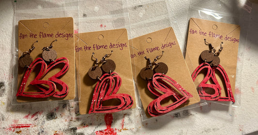 Handmade Heart Wooden Earrings