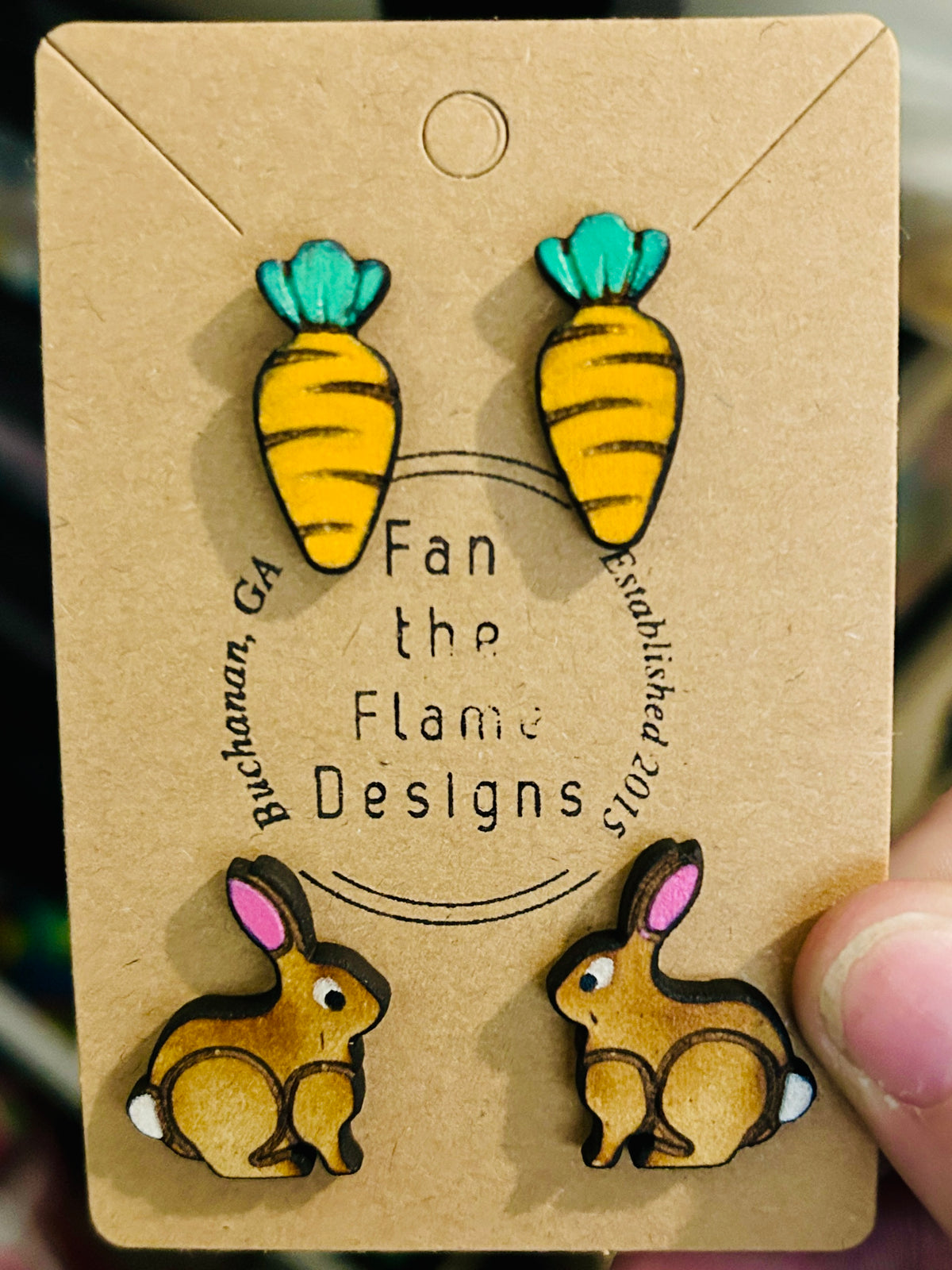 Carrot & Bunny Handmade Stud