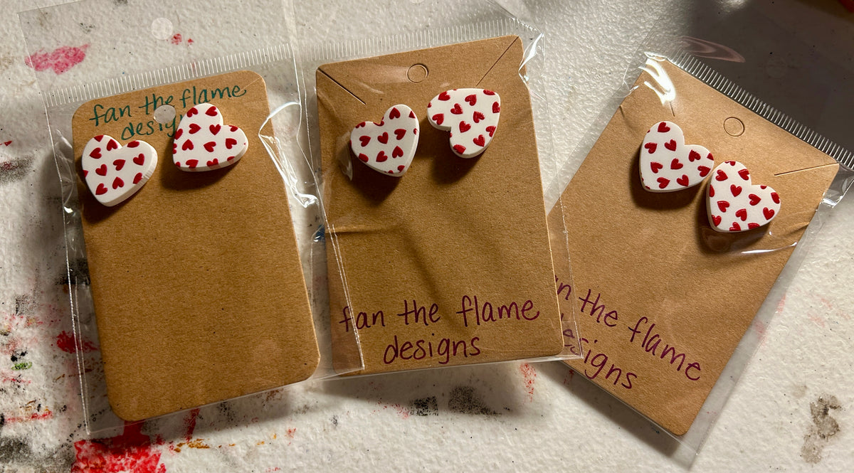 Handmade Heart Stud Earrings