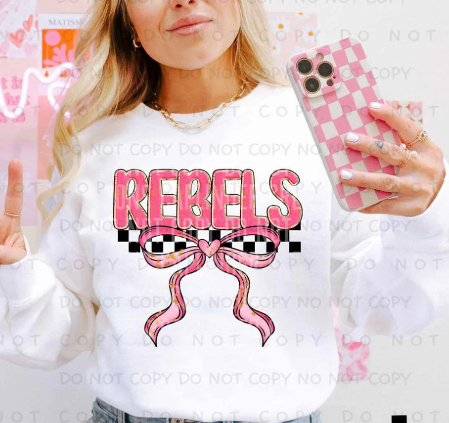 Rebels pink and gold with bow tee/sweatshirt