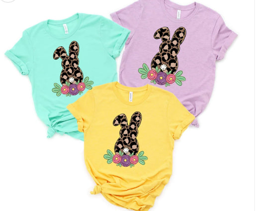 Leopard bunny with flowers Tee