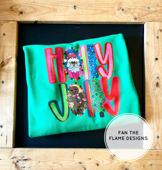 Holly Jolly with Santa Short/Long/Sweatshirt