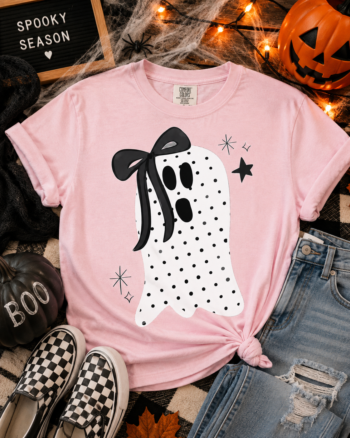 Polka Dot Ghost with bow