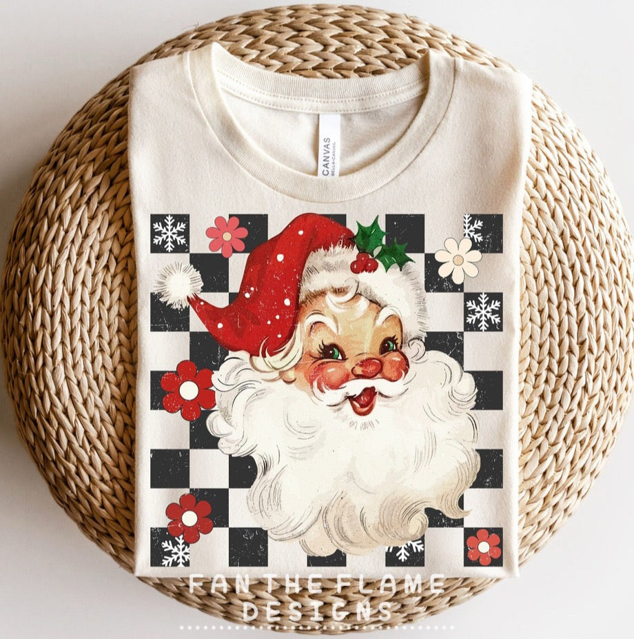 Checkered Santa Tee/Sweatshirt