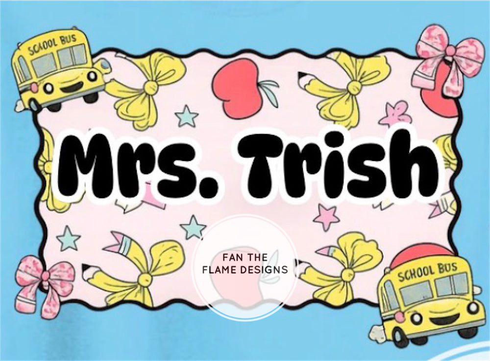 Custom Preppy Bus and Bows Print