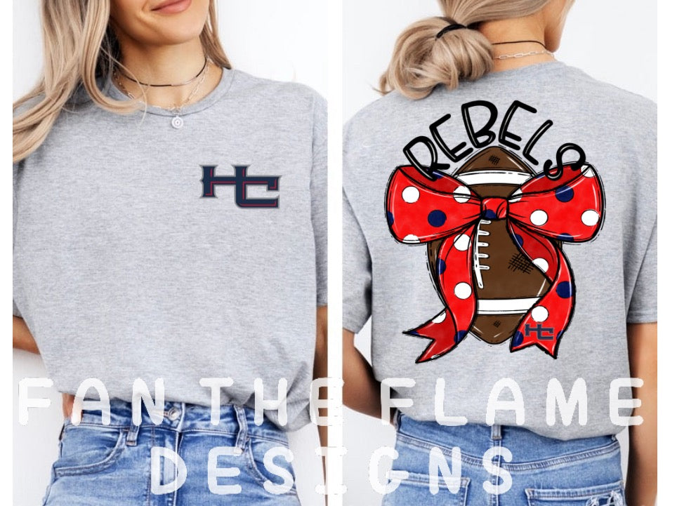 HC Rebel football with bow Tee/Sweatshirt