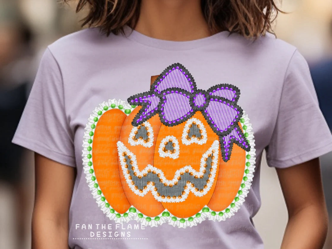 Ruffles and Pearls Pumpkin with Bow Tee/Sweatshirt