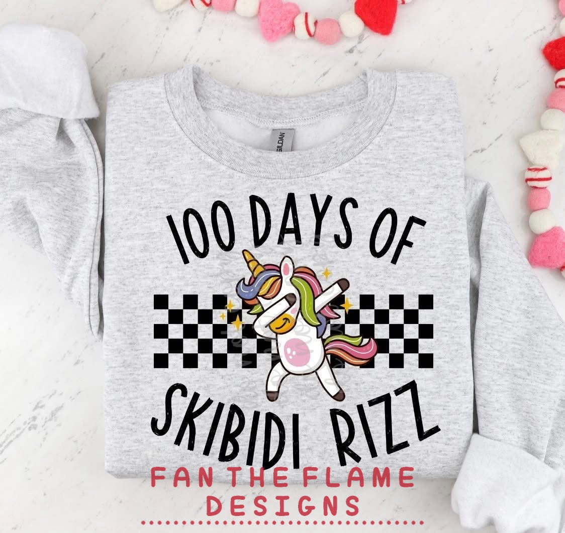 100 Days of Skibidi Rizz tee/sweatshirt