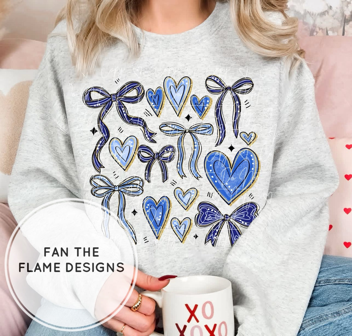 Blue Heart Bow Collage Short/Long/Sweatshirt