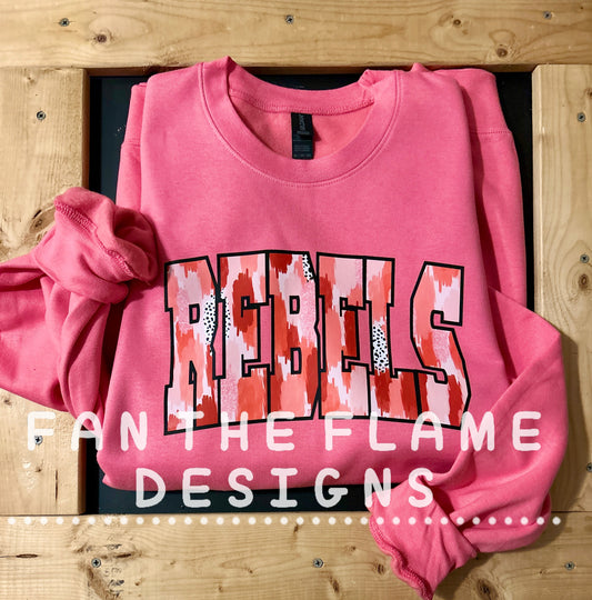 Rebels pink & red paintstroke tee/sweatshirt