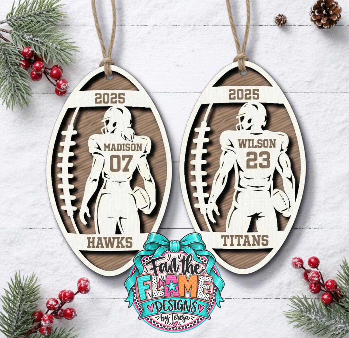 Football Personalized Ornament/Bag Charm