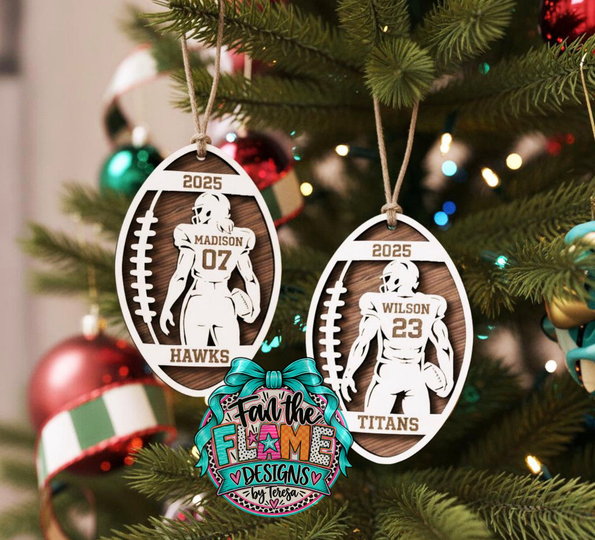 Football Personalized Ornament/Bag Charm