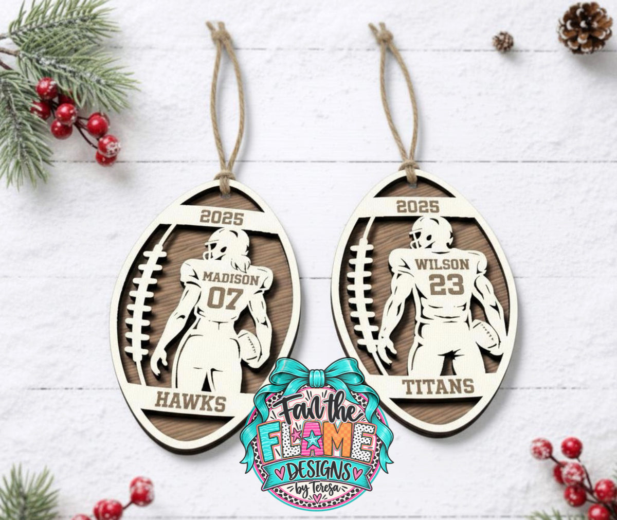 Football Personalized Ornament/Bag Charm