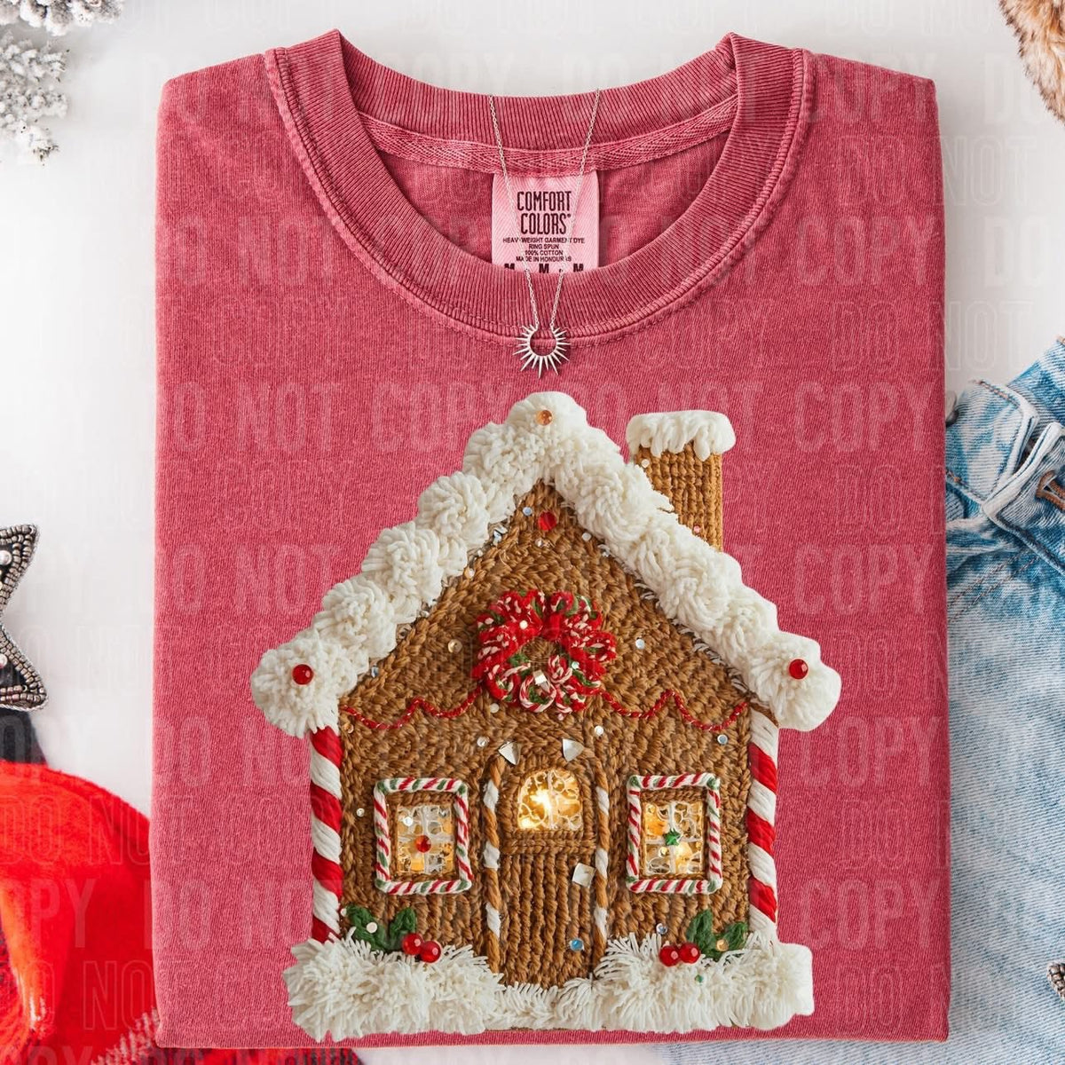 Gingerbread House faux yarn Tee/Sweatshirt