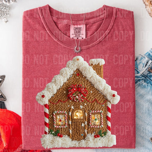 Gingerbread House faux yarn Tee/Sweatshirt